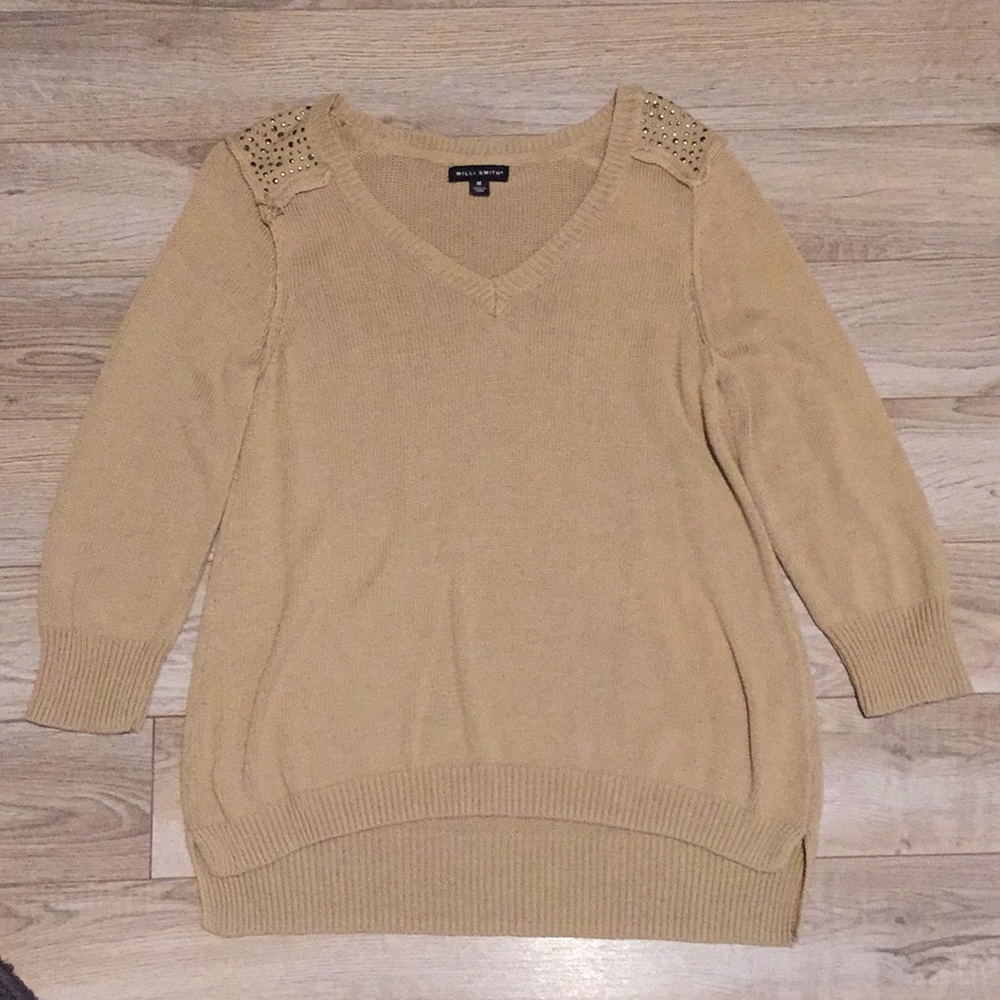 Tan Willi Smith 3/4 sleeve sweater
